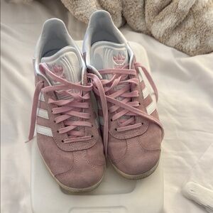 Adidas Pink and White Suede Sneakers
